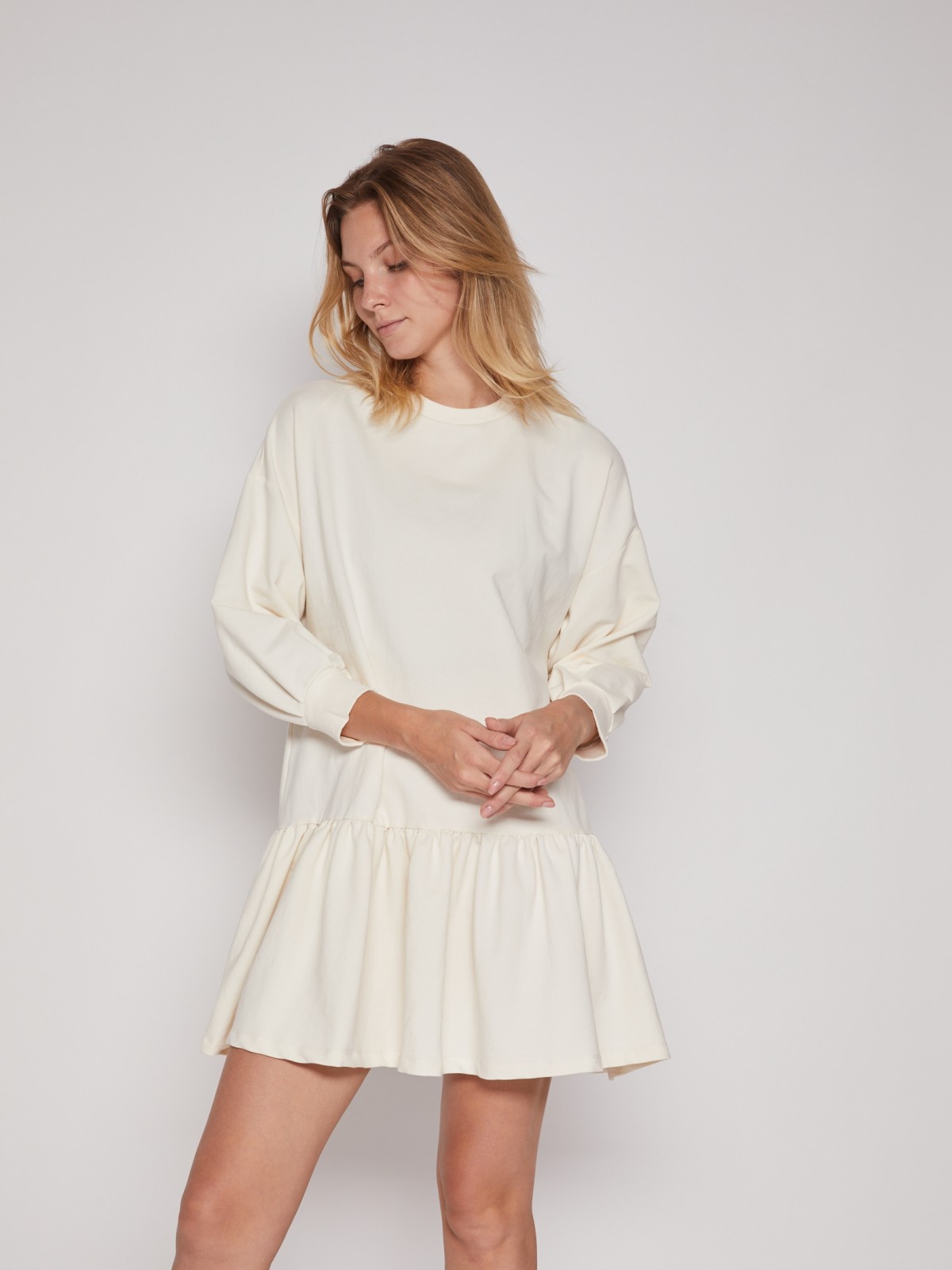 Короткое платье-свитшот Zolla, цвет Молоко, размер L