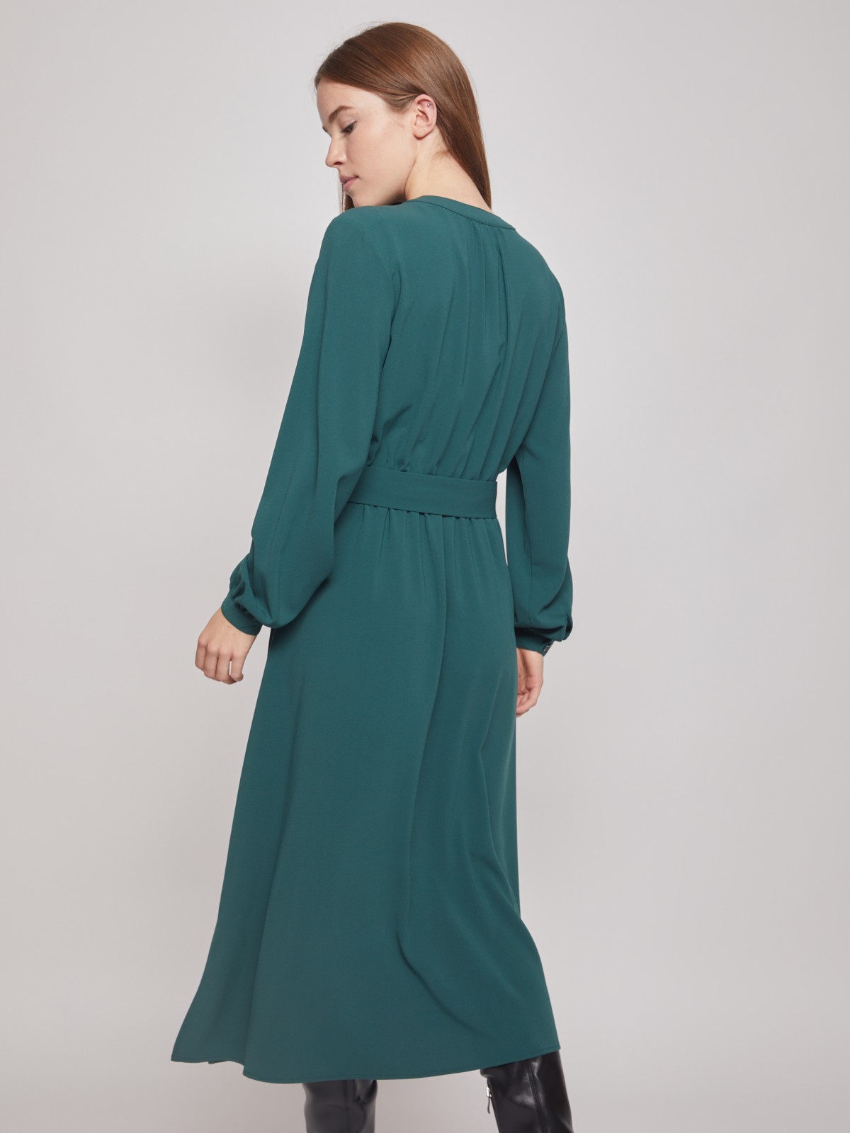 Платье-рубашка с длинными рукавами Zolla, цвет Темно-зеленый, размер S