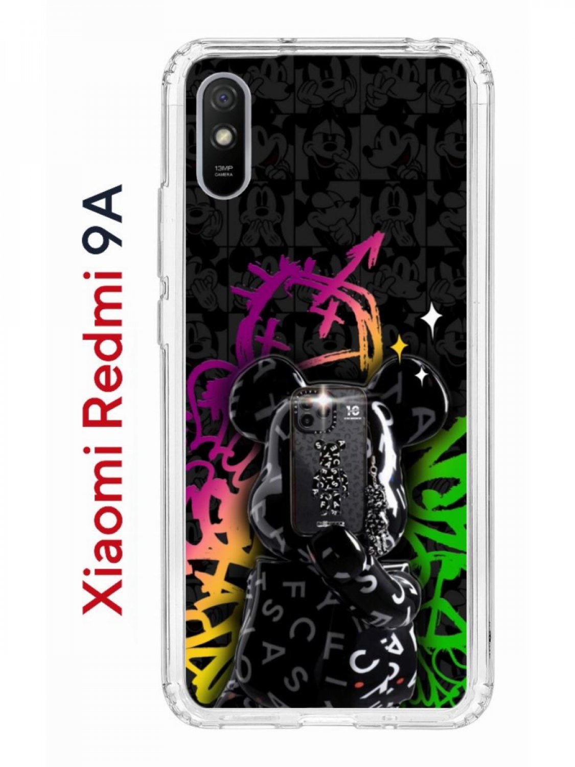 Чехол на Redmi 9A с принтом Kruche Print Микки Маус,противоударный бампер,с  защитой камеры, купить в Москве, цены в интернет-магазинах на Мегамаркет