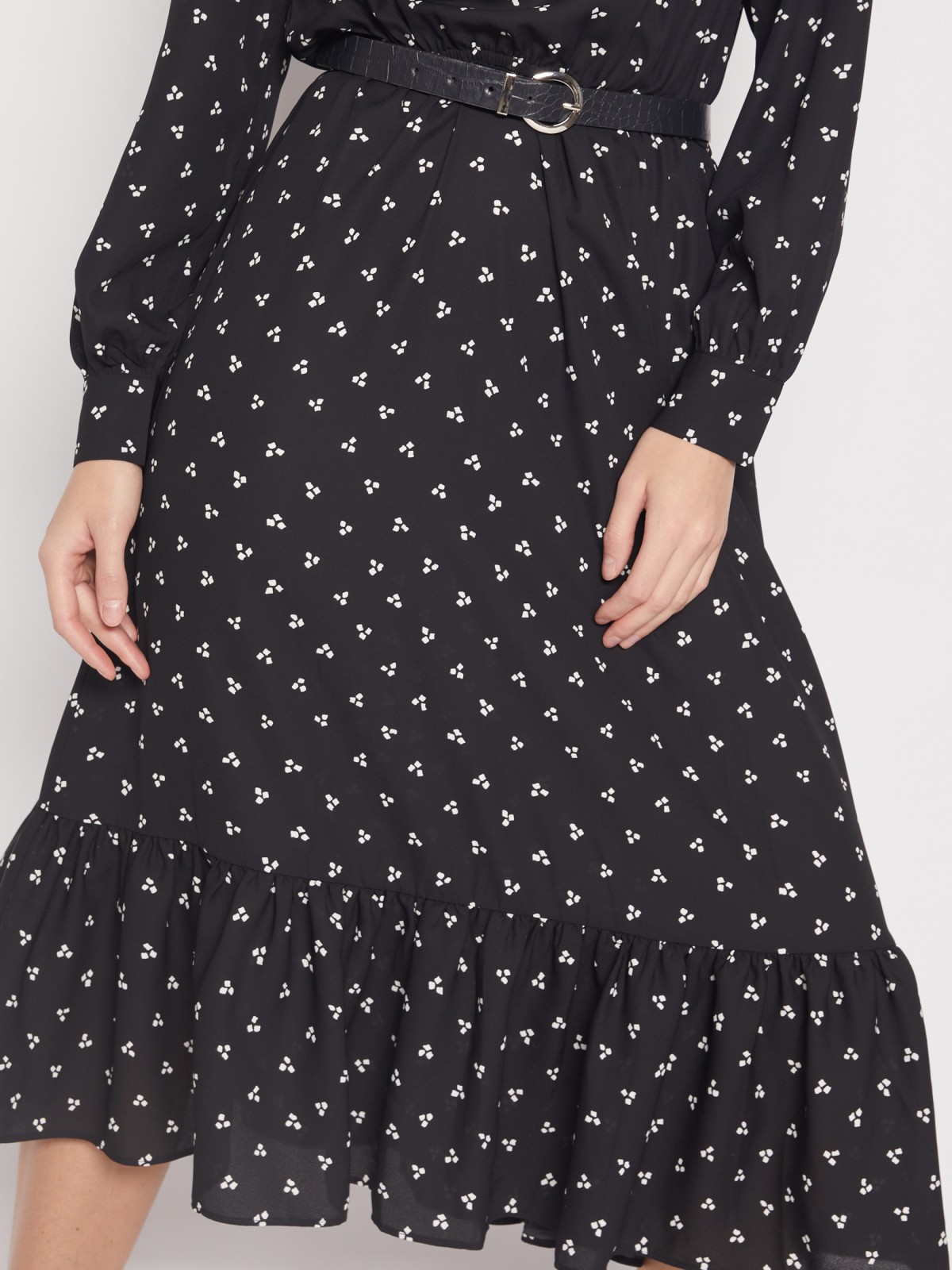 Платье миди с ремнём Zolla, цвет Черный, размер XXL