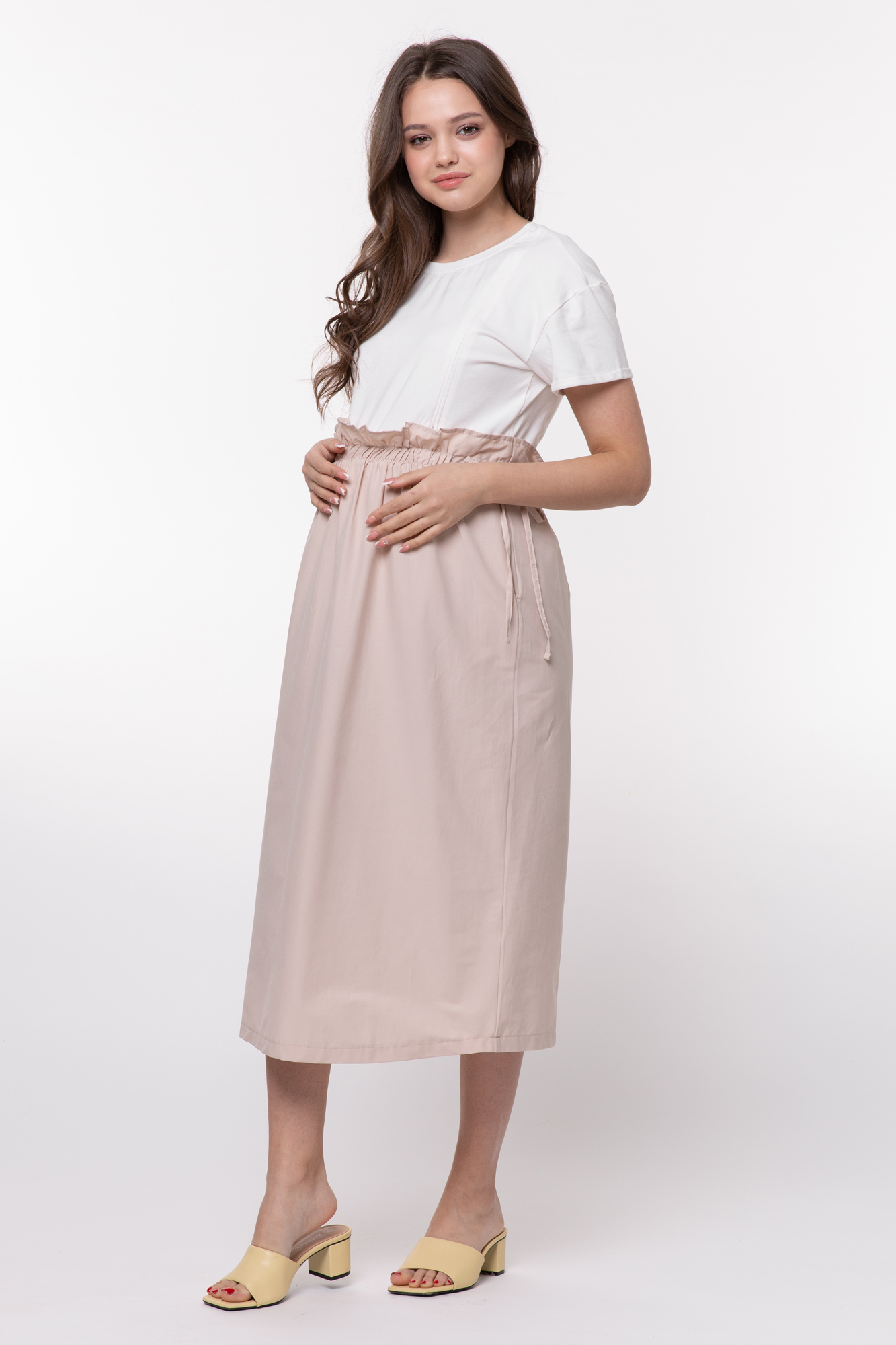Платье для беременных женское Mama's fantasy 08-23821MF бежевое 50 RU