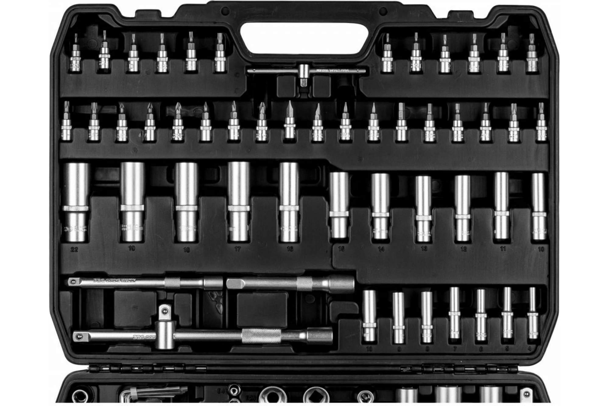 Инструменты pro startul. Набор головок и ключей 216пр. Набор головок и ключей 216пр. 1/4",3/8",1/2" pro startul. 1/4",3/8",1/2" pro startul stuttgart (pro-216s) (6 граней).