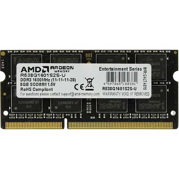 Оперативная память AMD 8Gb DDR-III 1600MHz SO-DIMM (R538G1601S2S-U) - купить в www.cenam.net, цена на Мегамаркет