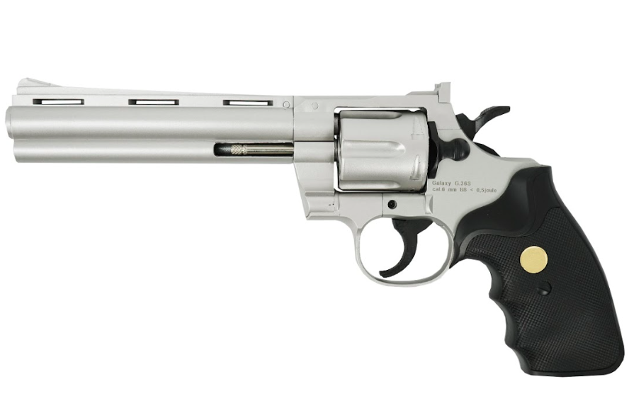 Страйкбольный пружинный пистолет Galaxy Китай (кал. 6 мм) G.36S (револьвер) серебристый - купить в Oder, цена на Мегамаркет