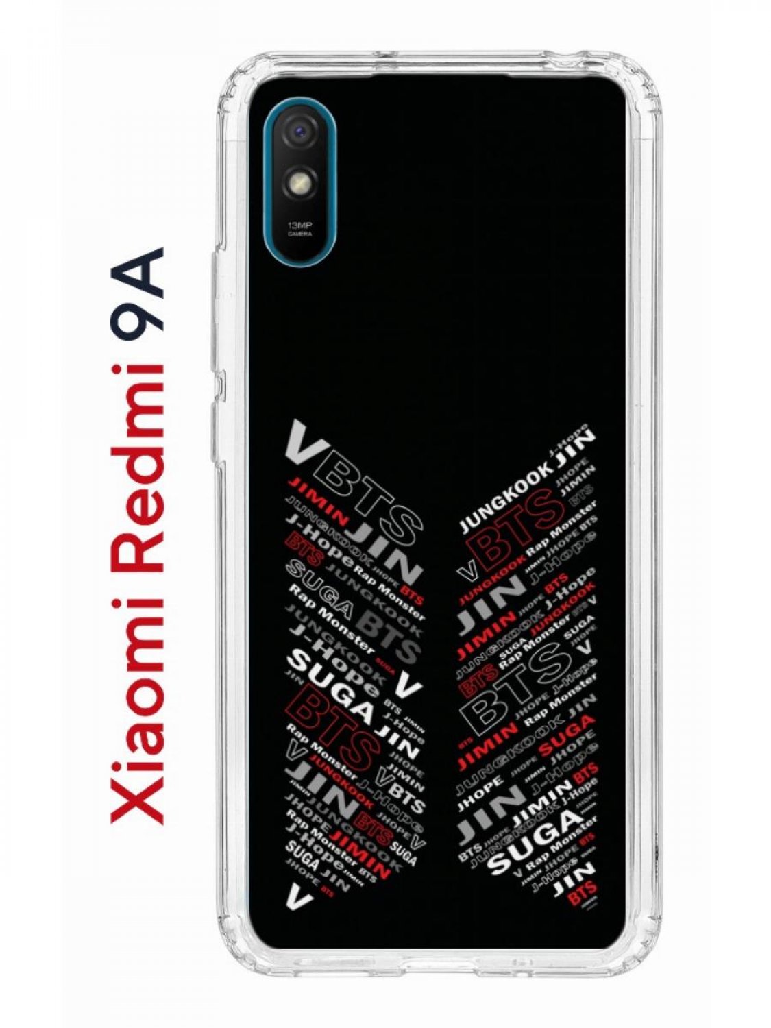 Чехол на Xiaomi Redmi 9A с принтом Kruche Print BTS,противоударный бампер,с  защитой камеры, купить в Москве, цены в интернет-магазинах на Мегамаркет