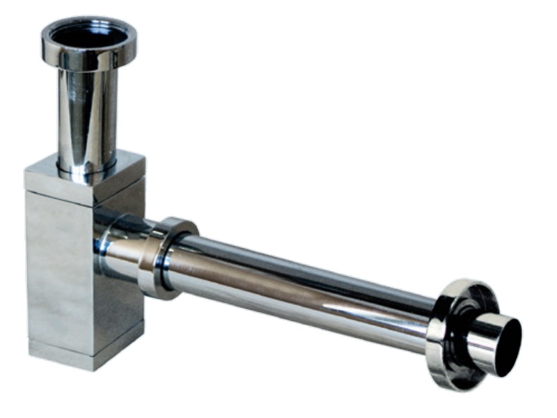 Сифон для умывальника, накидная гайка 1 ?, слив d32, металл, квадратный ...