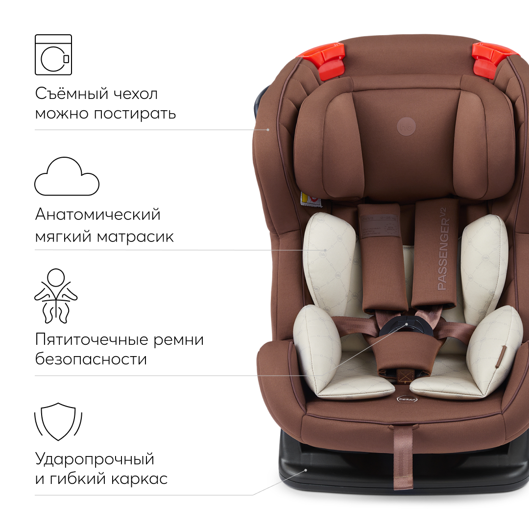 Автокресло Happy Baby Passenger V2 группа 0+/1/2, до 25 кг, от 0 до 7 лет,  коричневое - отзывы покупателей на Мегамаркет