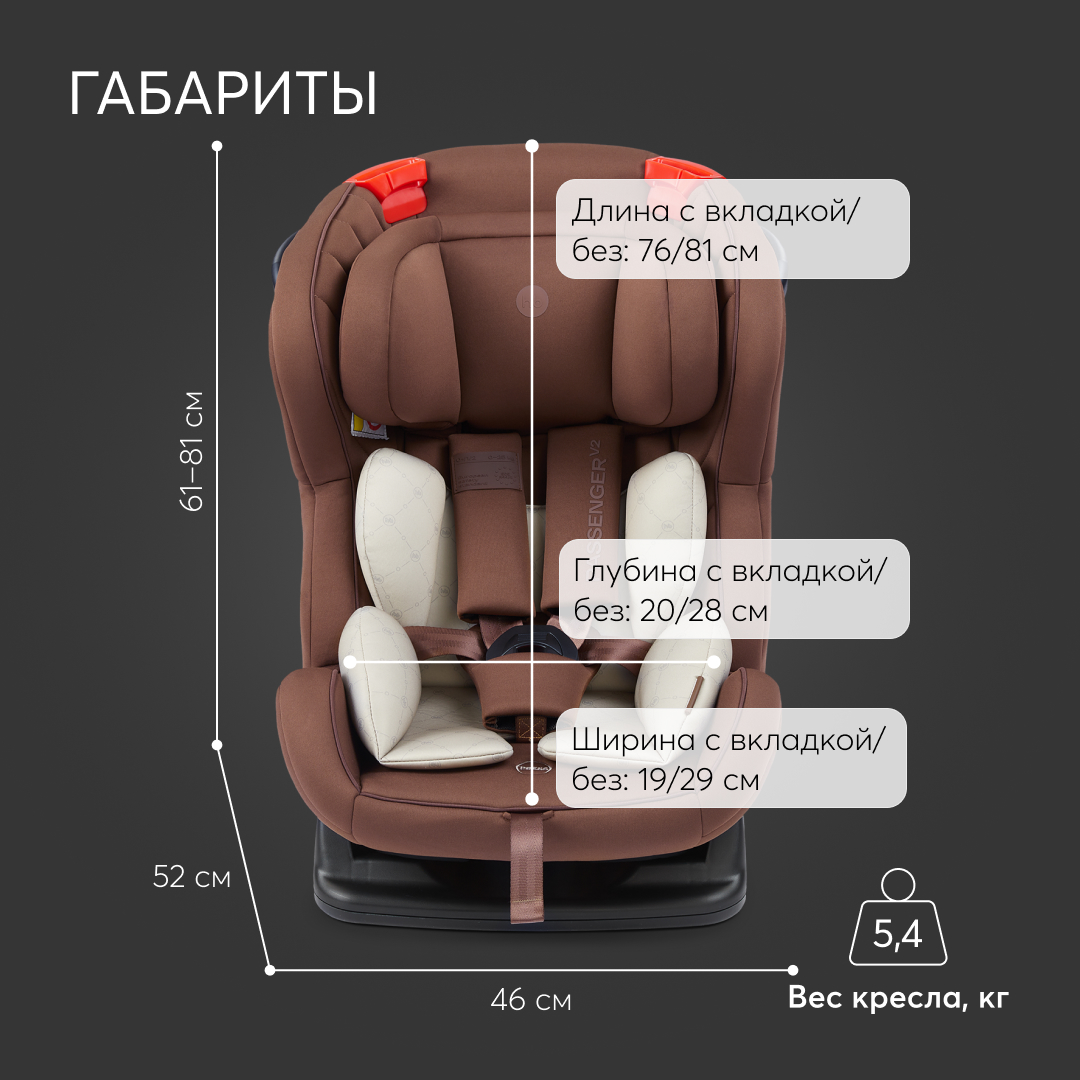 Автокресло Happy Baby Passenger V2 группа 0+/1/2, до 25 кг, от 0 до 7 лет,  коричневое - отзывы покупателей на Мегамаркет