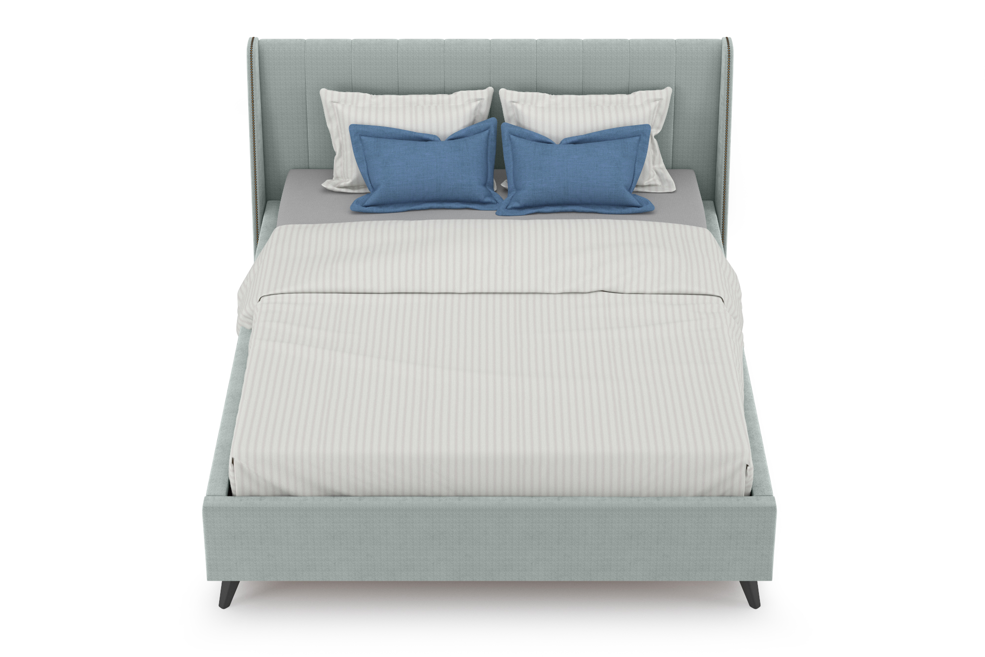 Кровать интерьерная Мелисса Осн Тори 61 велюр (серебристый серый), 183х217х104 см
