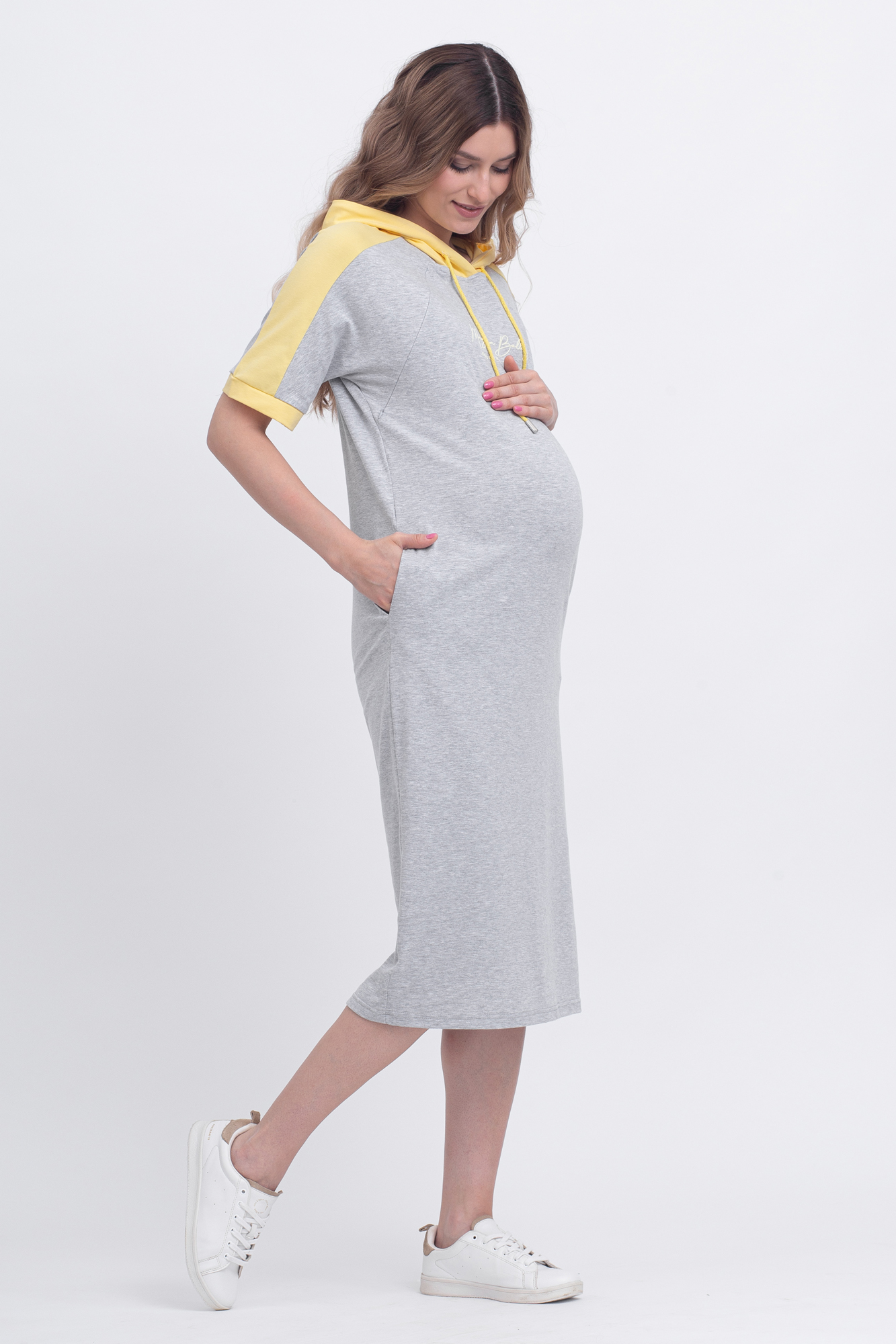 Платье для беременных женское Magica bellezza 0233 серое 50 RU