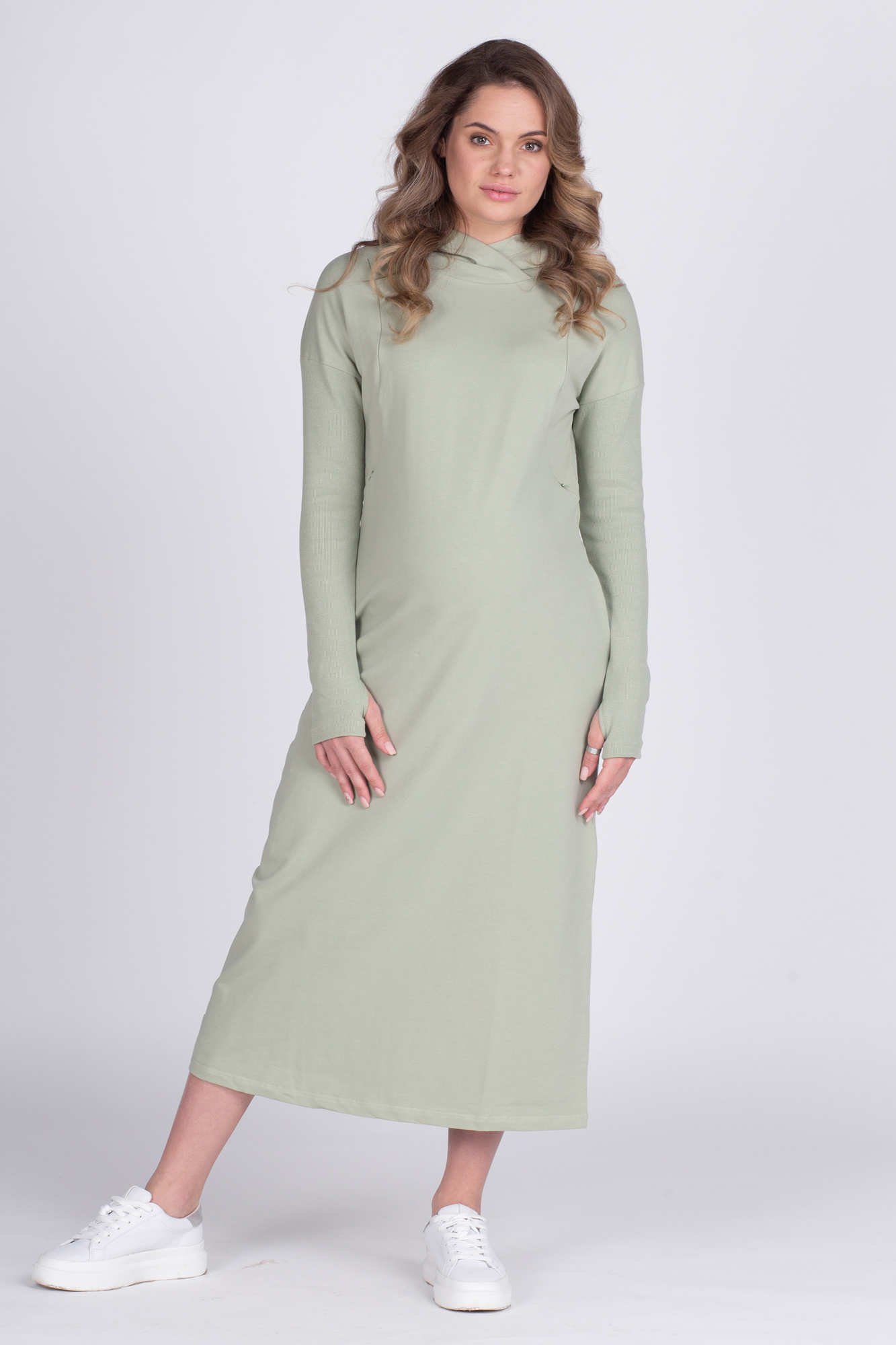 Платье для беременных женское СкороМама 08-23521SM зеленое 54 RU