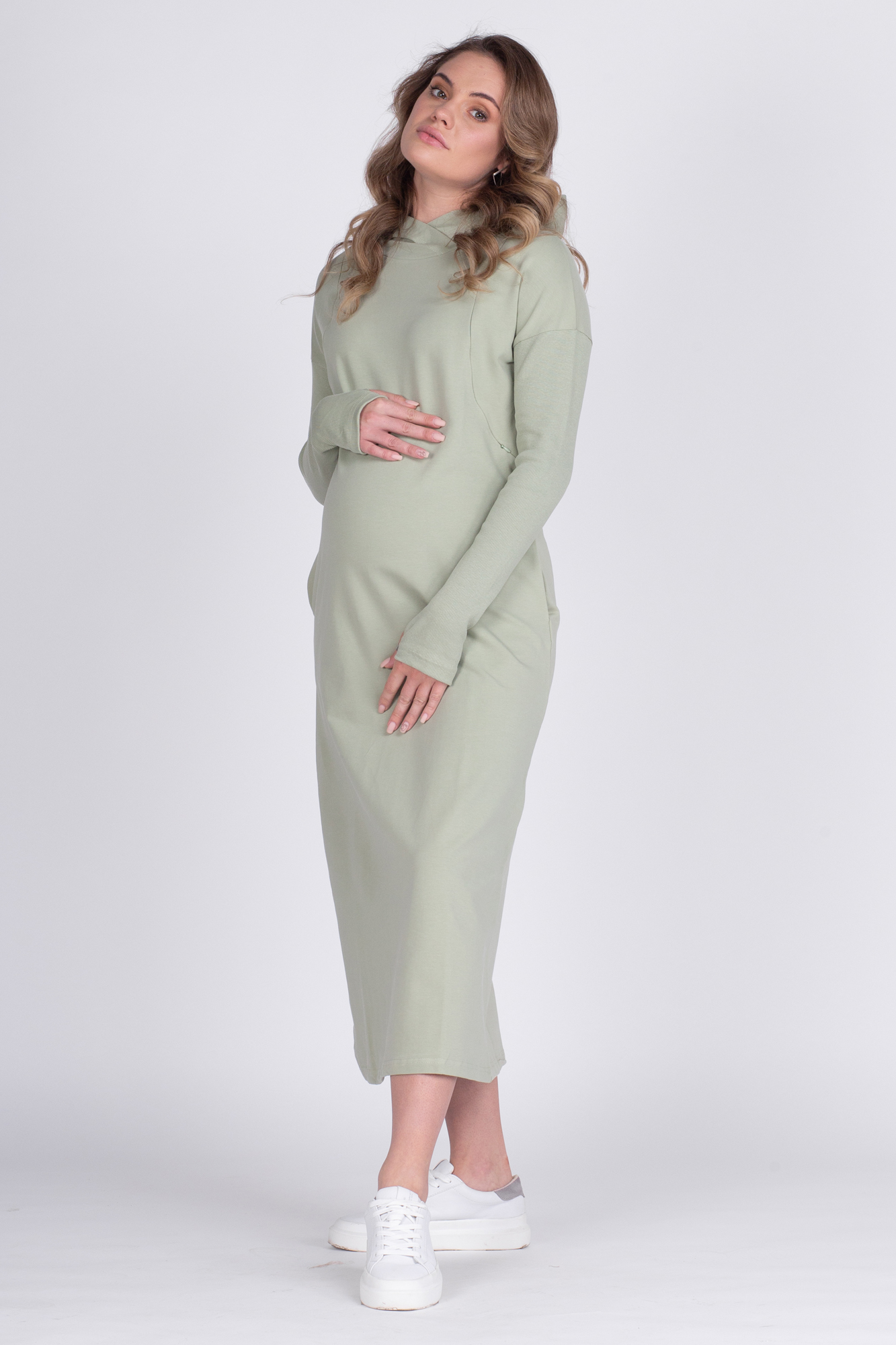 Платье для беременных женское СкороМама 08-23521SM зеленое 48 RU