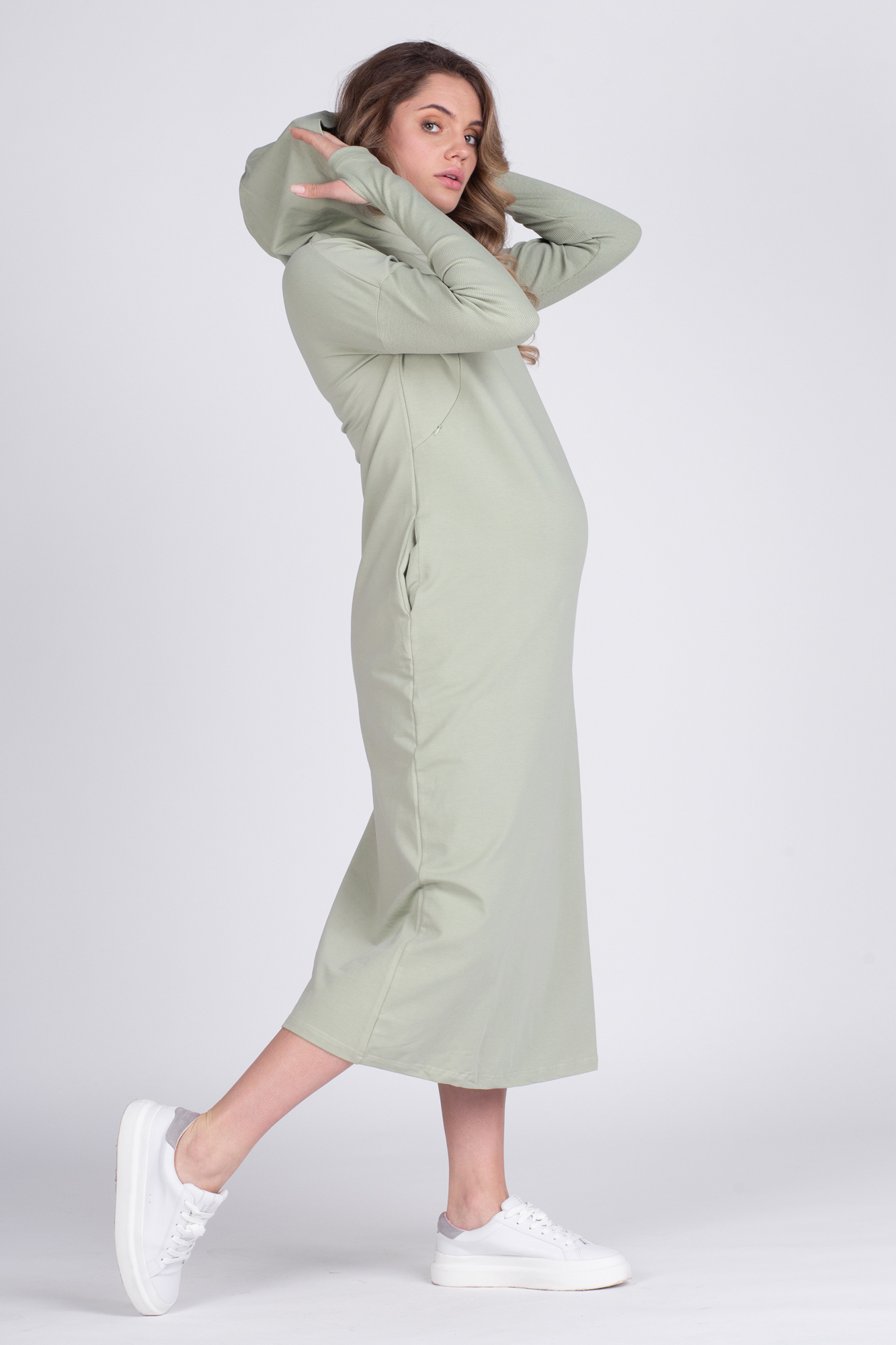 Платье для беременных женское СкороМама 08-23521SM зеленое 42 RU