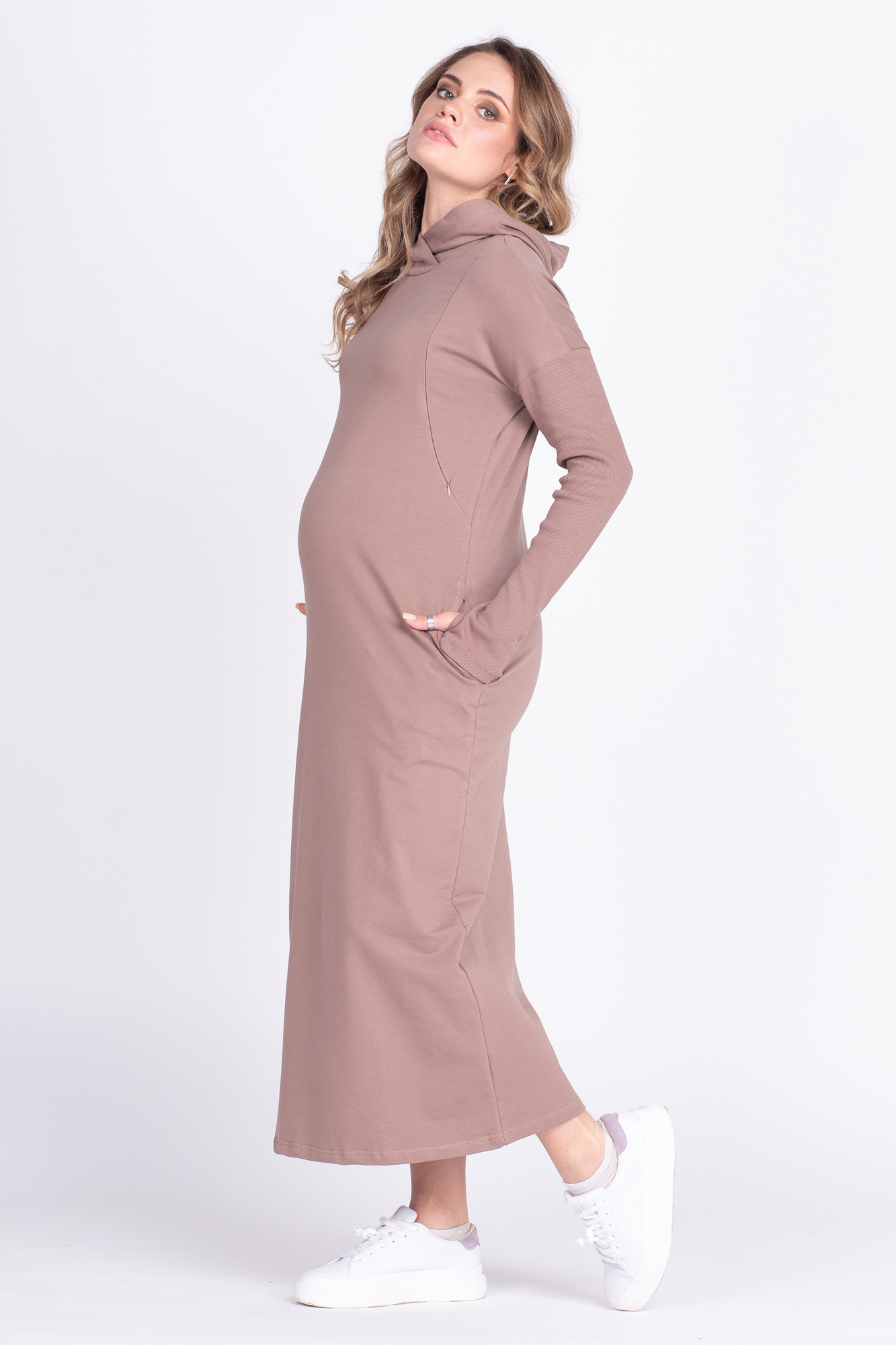 Платье для беременных женское СкороМама 08-23521SM коричневое 54 RU