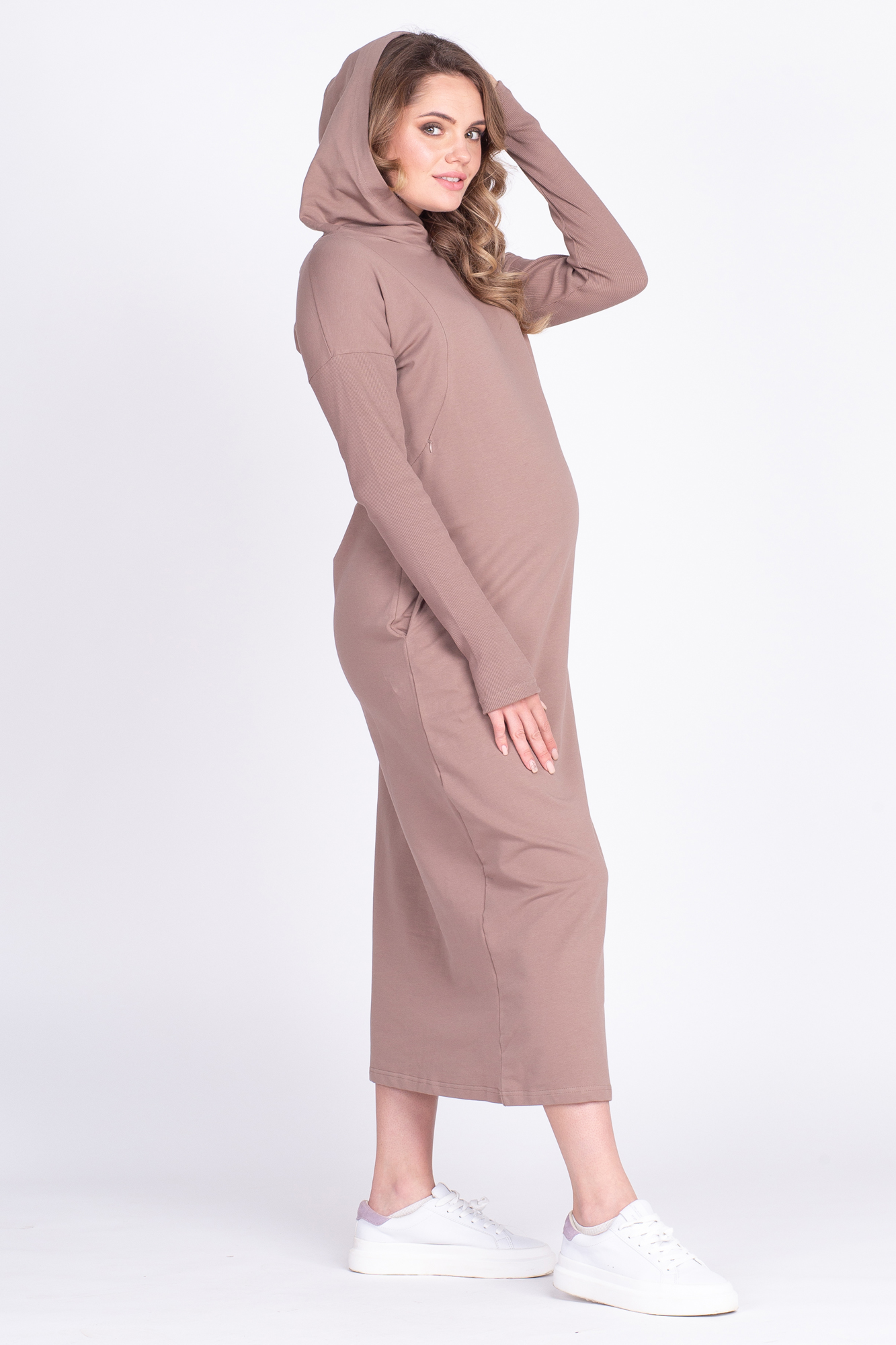 Платье для беременных женское СкороМама 08-23521SM коричневое 52 RU