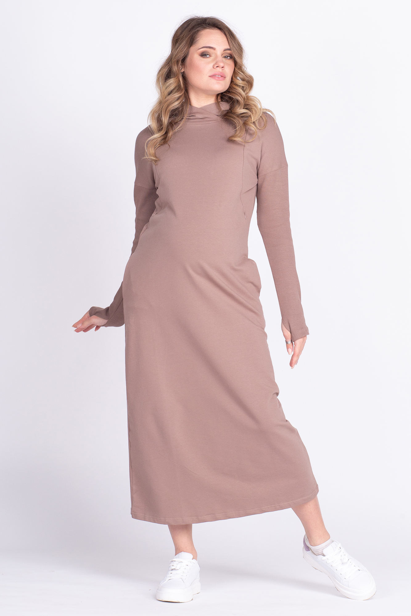Платье для беременных женское СкороМама 08-23521SM коричневое 50 RU