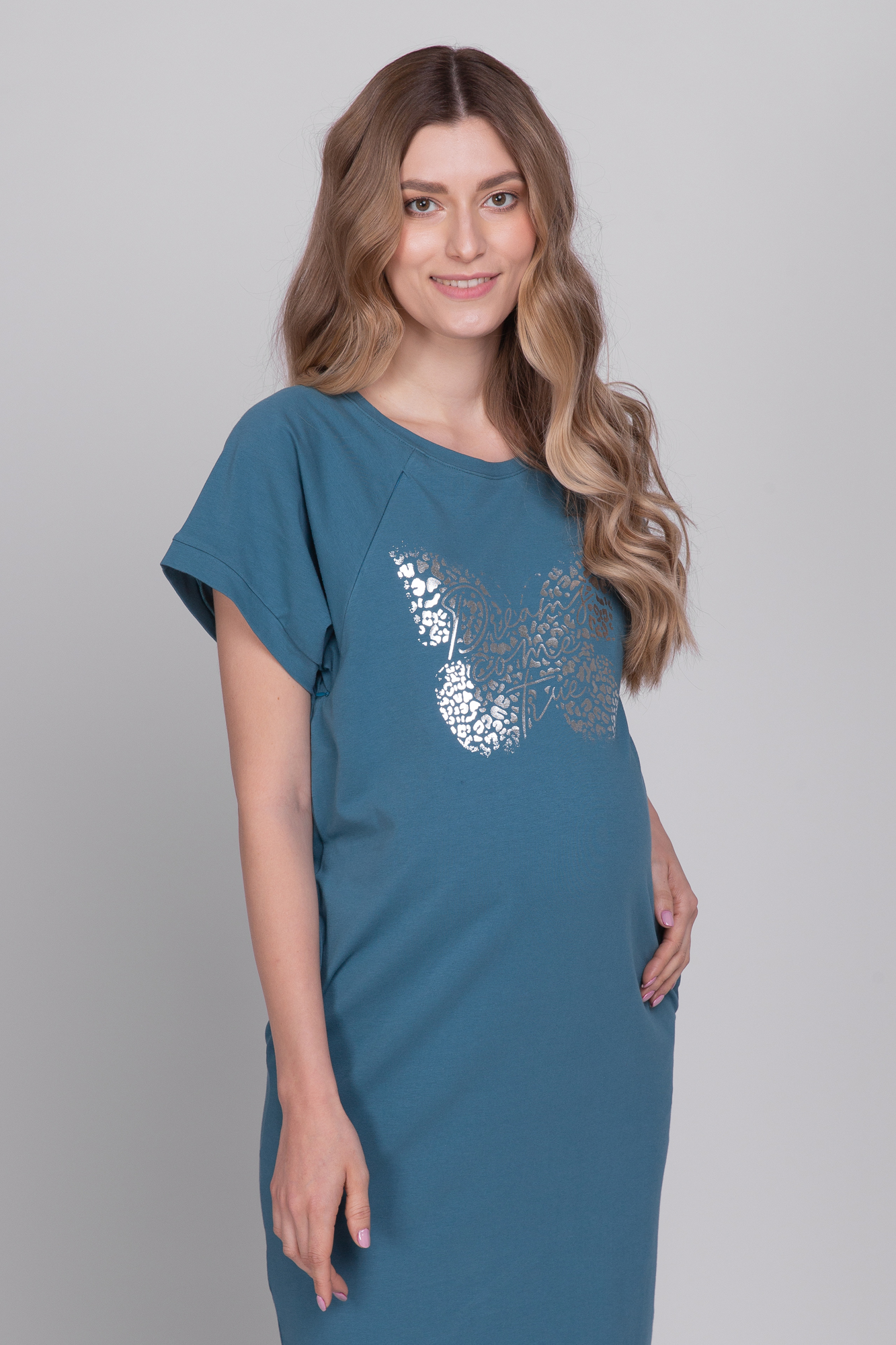 Платье для беременных женское Mama's fantasy 1706MB зеленое 44 RU