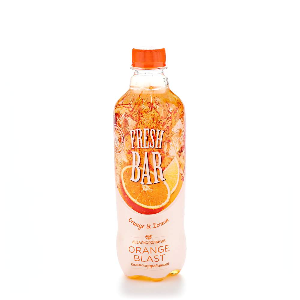Напиток Fresh Bar оранж бласт сильногазированный пастеризованный 0.48 л
