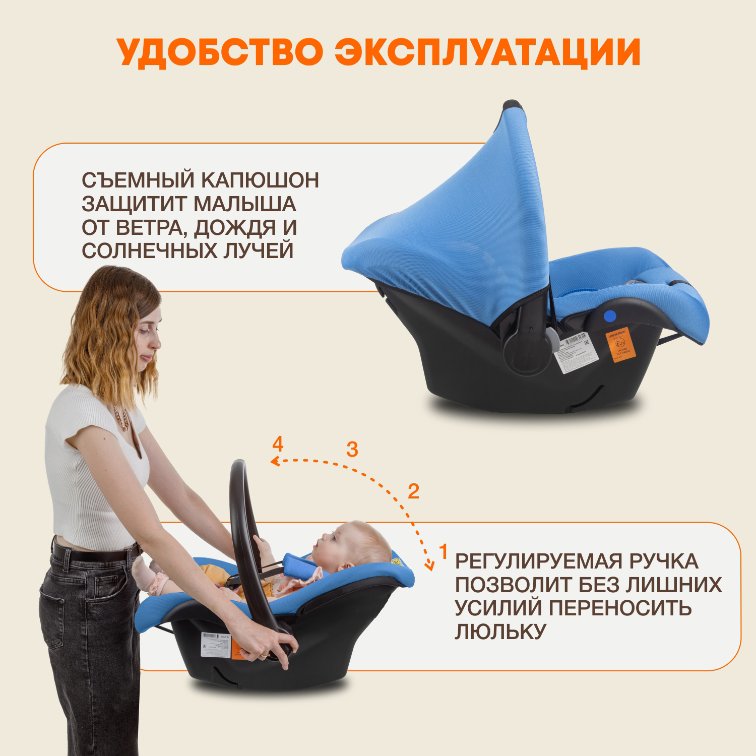 Автолюлька для новорожденных Zlatek Colibri Люкс от 0 до 13 кг, цвет ...