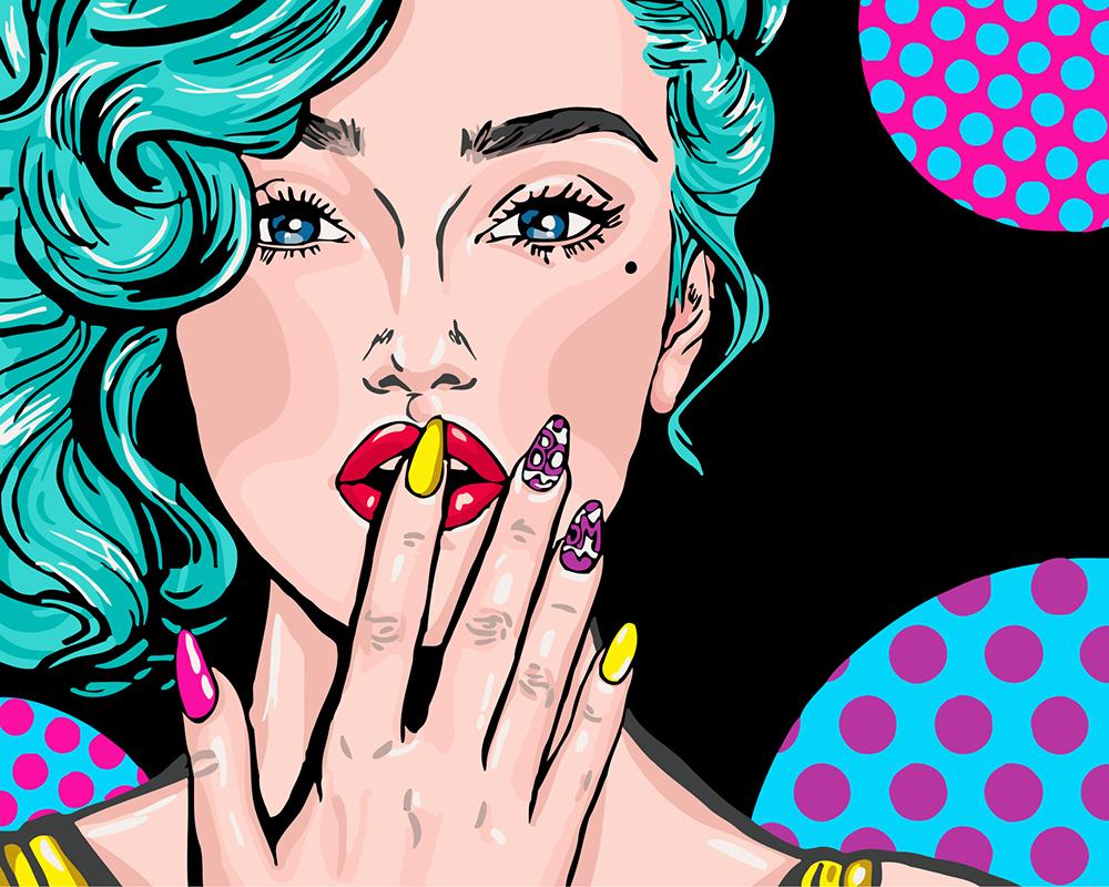 Девушка красит ногти поп арт