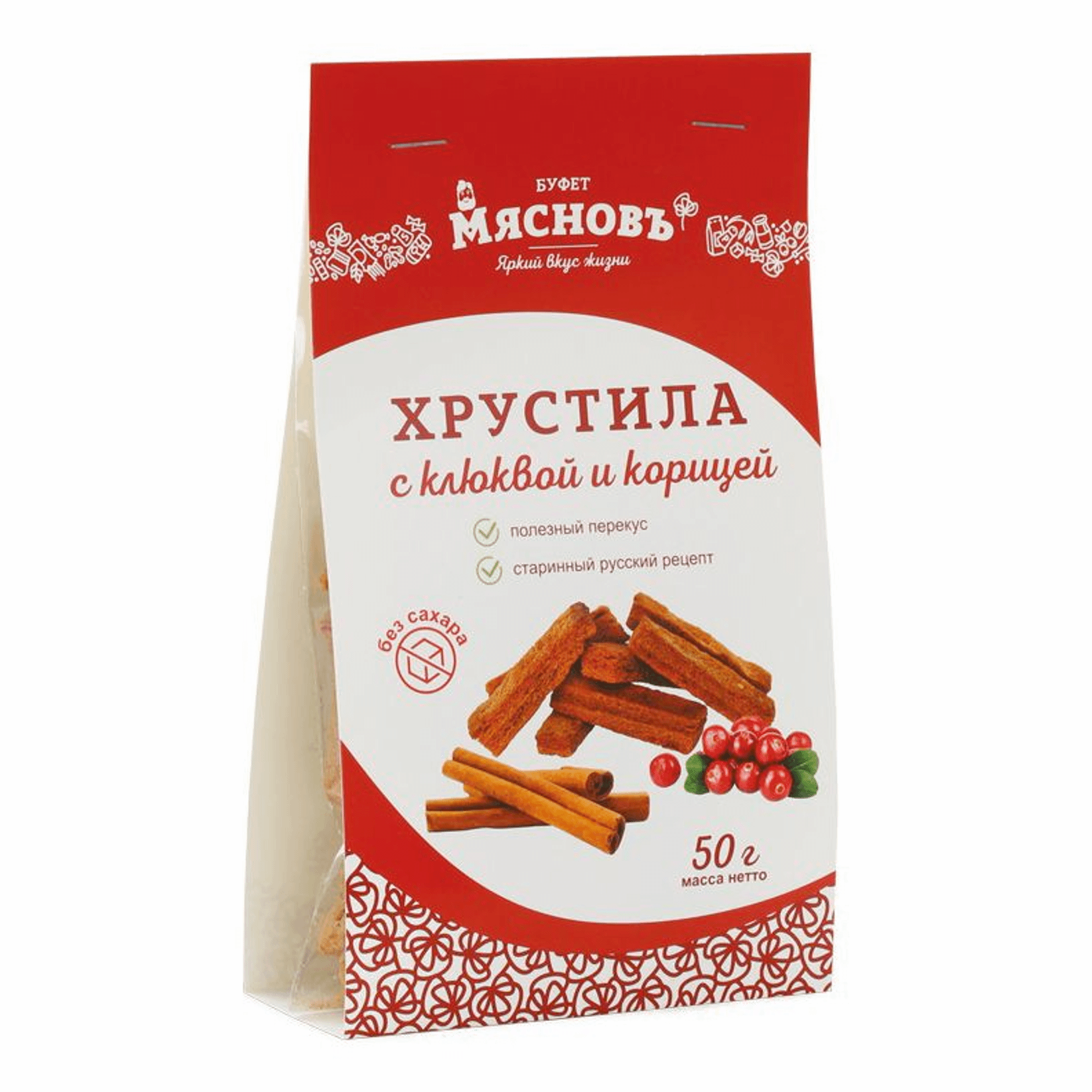 Купить пастила МясновЪ БУФЕТ Хрустила с клюквой и корицей без сахара 50 г,  цены на Мегамаркет | Артикул: 100049856160