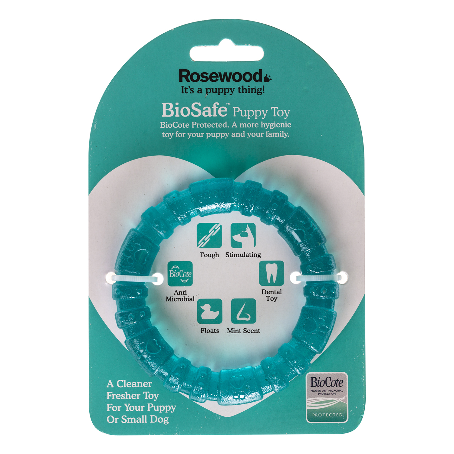 Жевательная игрушка для собак Rosewood BioSafe кольцо, голубой, 9 см,