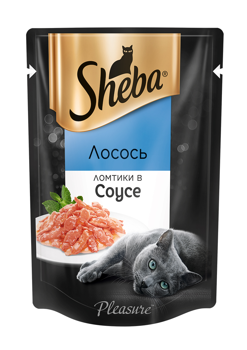 Влажный корм для кошек Sheba Pleasure, ломтики в соусе, лосось, 24 шт по 85 г