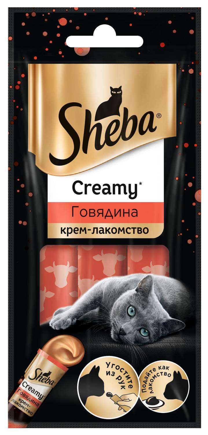 Фотография Лакомство для кошек SHEBA Creamy с говядиной, 3 шт по 12 г №1