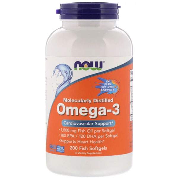 NOW Omega-3 1000 мг 200 Fish Softgels - Омега 3 в гель-капсулах из рыбьего желатина