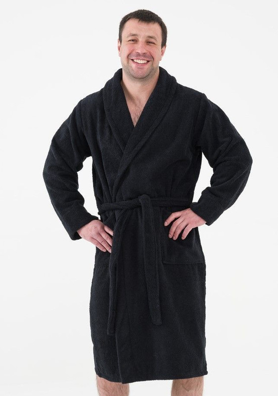 Халат мужской Bio-Textiles IFMIMH черный 48-50 RU - купить в ИП Звончук Д.Ю., цена на Мегамаркет