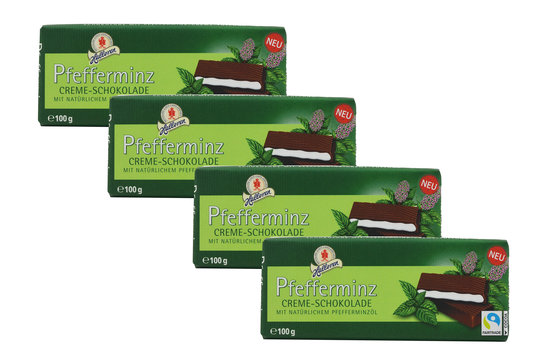 Купить темный шоколад Halloren с мятной начинкой (60%) 100г, 4шт, цены на Мегамаркет | Артикул: 600009613289