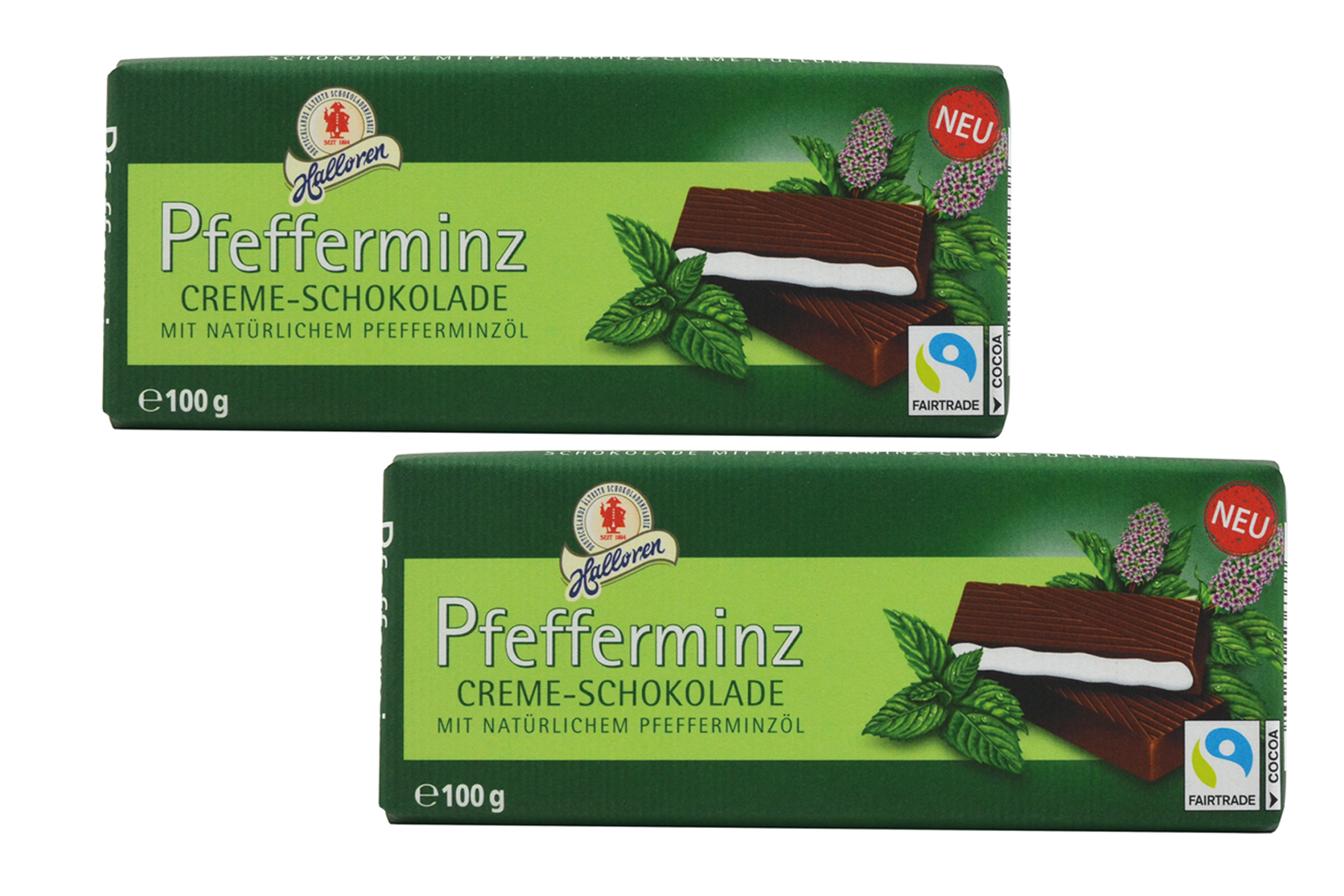 Купить темный шоколад Halloren с мятной начинкой (62%) 100г, 2шт, цены на Мегамаркет | Артикул: 600009613282