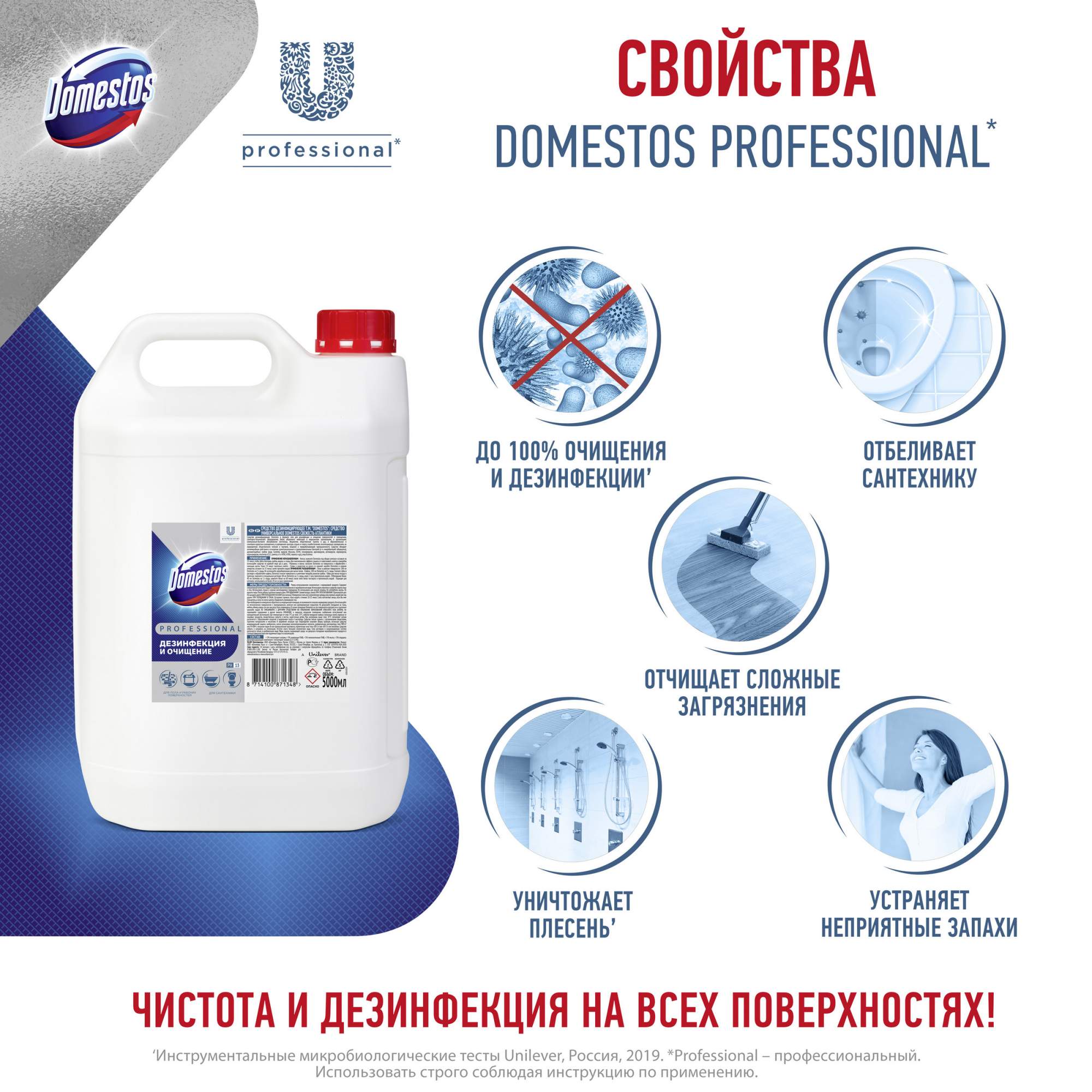 Средство дезинфицирующее Domestos Professional Свежесть атлантики,  универсальное, 5 л - отзывы покупателей на Мегамаркет | 600002747277