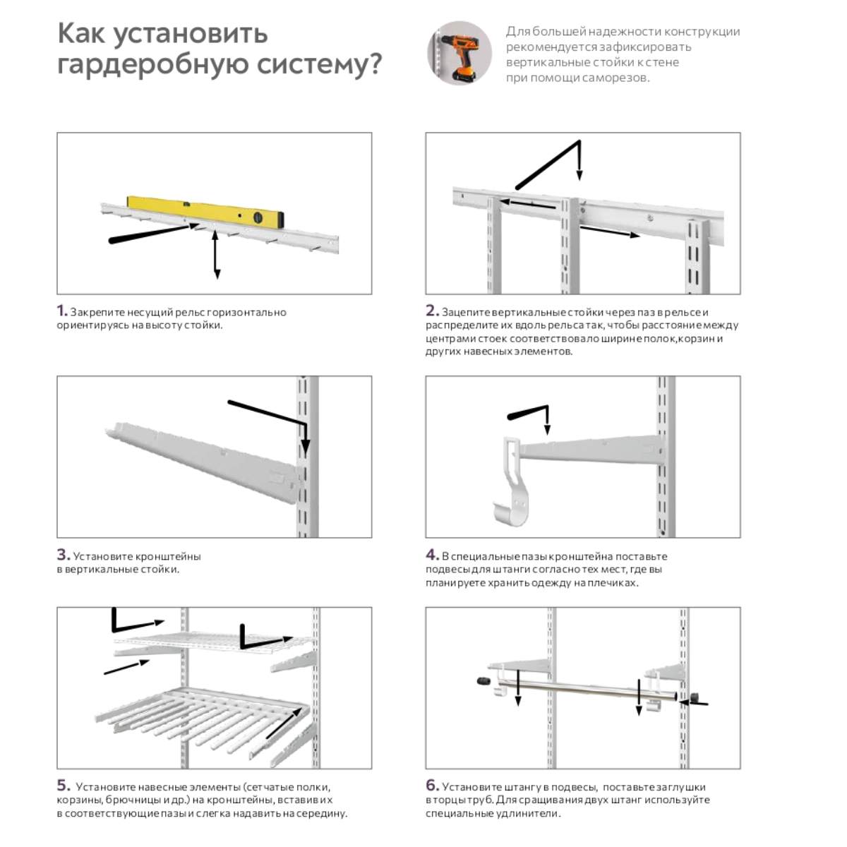 Рельс несущий для гардеробной системы для чего нужен