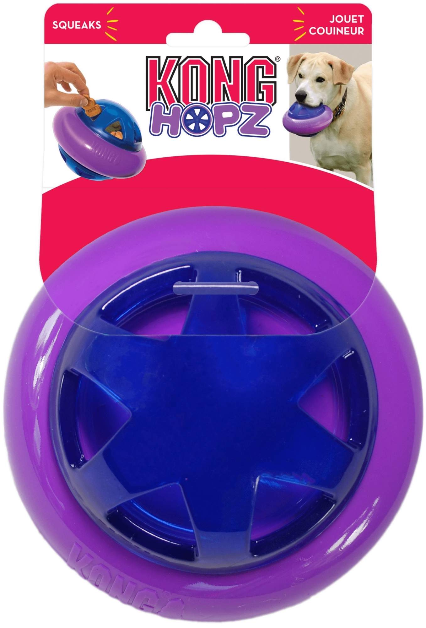 Игрушка для лакомств для собак KONG Hopz, синий, фиолетовый, 17 см