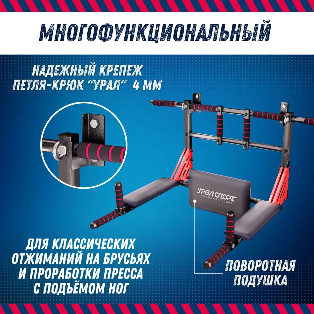 Турник для дома 3 в 1 Profi-crossbar 30200 УРАЛСПОРТ разборный настенный –  купить в Москве, цены в интернет-магазинах на Мегамаркет