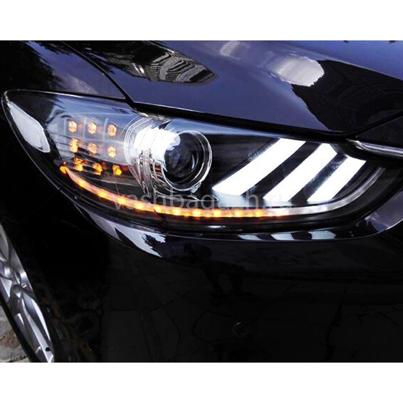 CG ® 02-AZ-MC13-PBC-P-A - Black LED DRL Bar Halo Projector Headlights