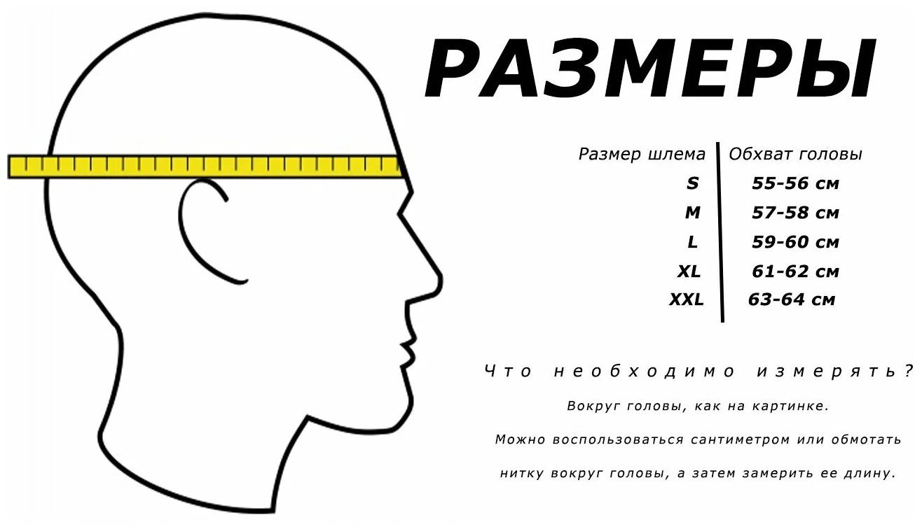 Размер шлема для мотоцикла таблица