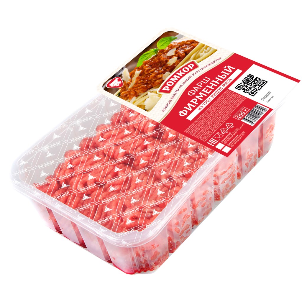Фарш свино-говяжий Ромкор Фирменный с добавлением мяса птицы охлажденный 400 г