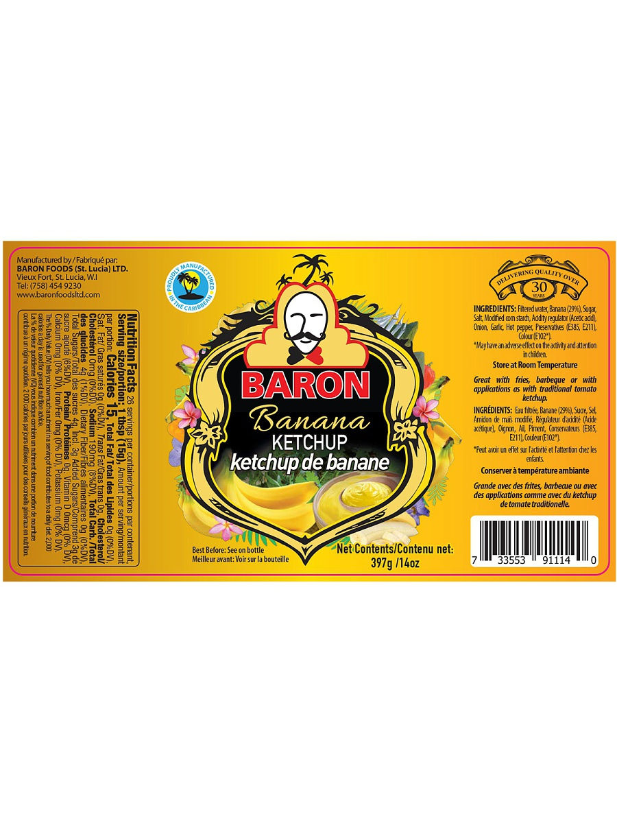 Банановый кетчуп Baron (Banana Ketchup), 397 гр. – купить в Москве, цены в  интернет-магазинах на Мегамаркет