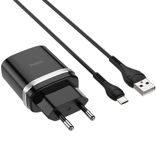 Сетевое зарядное устройство c USB Hoco C12Q, кабель USB - Micro, QC3.0 черное, купить в Москве, цены в интернет-магазинах на Мегамаркет