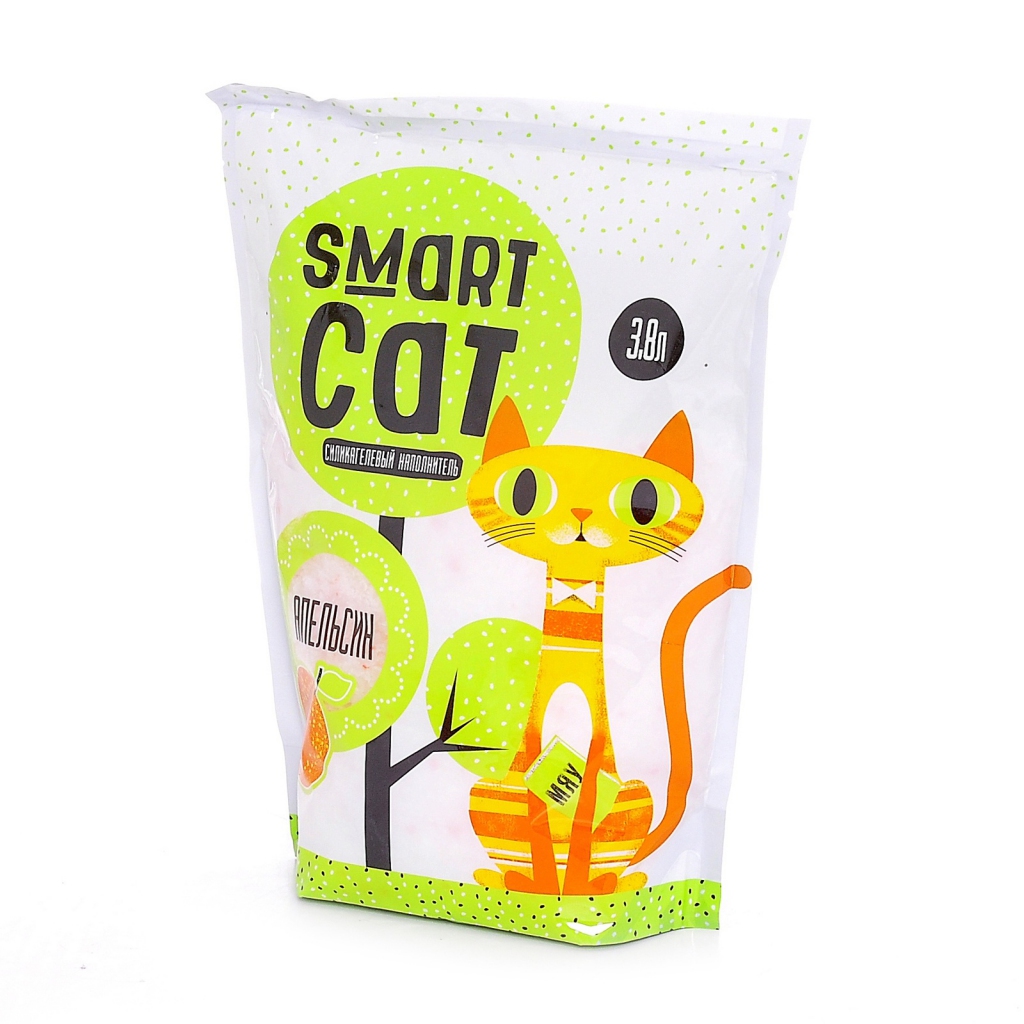 Впитывающий наполнитель для кошек Smart CAT силикагелевый, апельсин, 1.66 кг, 3.8 л,