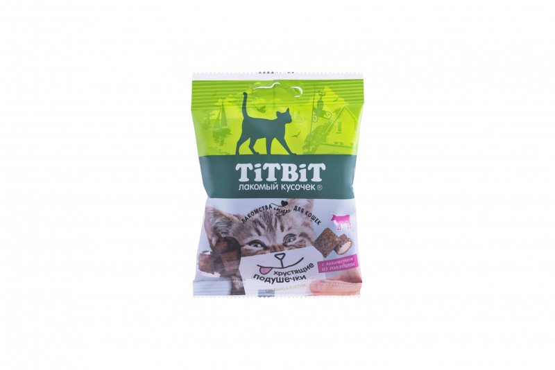 Лакомство для кошек TiTBiT Хрустящие подушечки с паштетом из говядины, 30 г