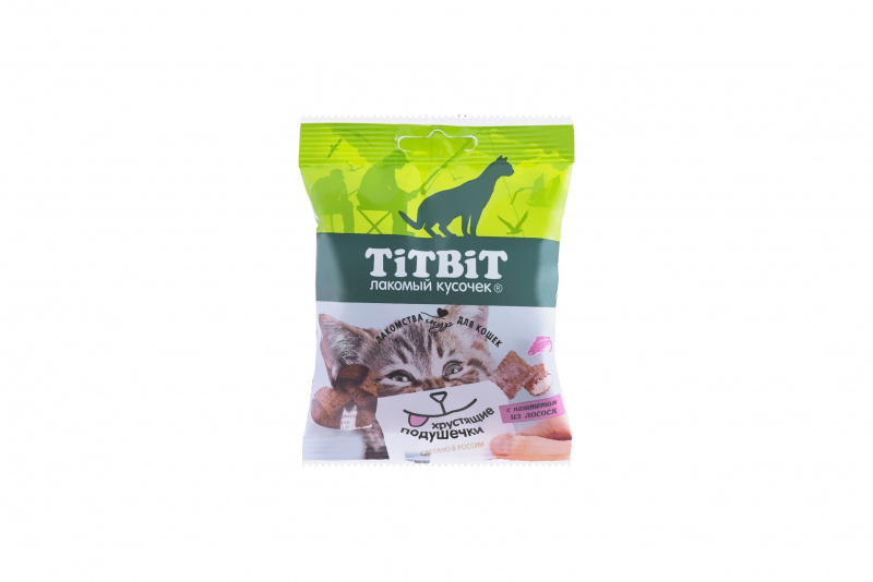 Лакомство для кошек TiTBiT Хрустящие подушечки с паштетом из лосося, 30 г