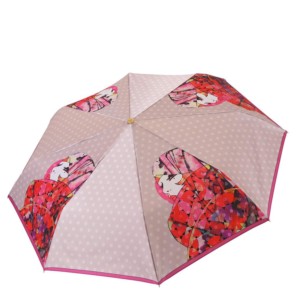 Зонт складной женский автоматический FABRETTI L-20113 розовый/красный