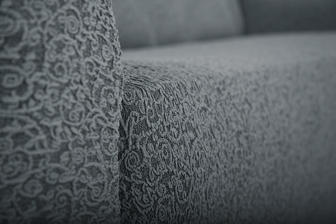 Чехол на трехместный диван без оборки Venera "Жаккард", цвет серый