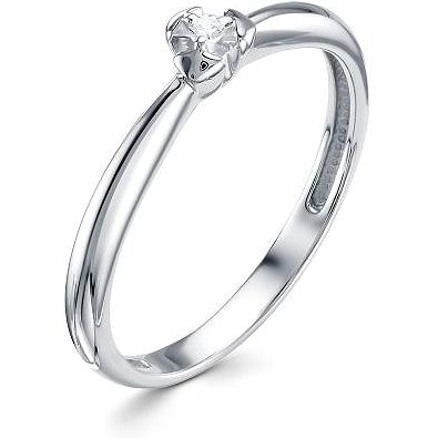 Кольцо помолвочное из серебра с бриллиантом р. 15 АЛЬКОР 01-1477