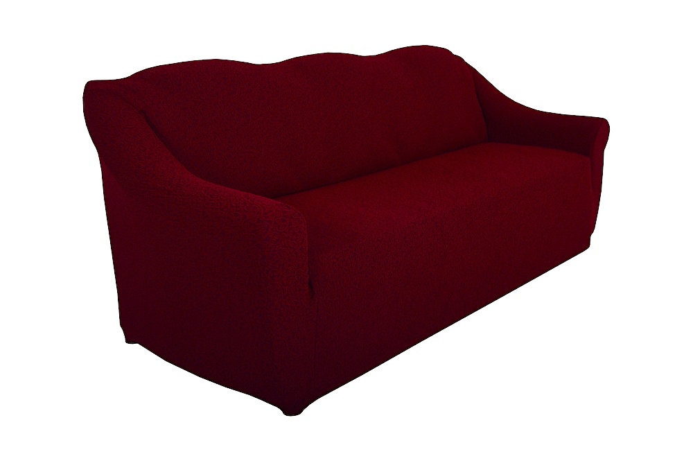 Чехол на трехместный диван без оборки Venera "Жаккард", цвет бордовый