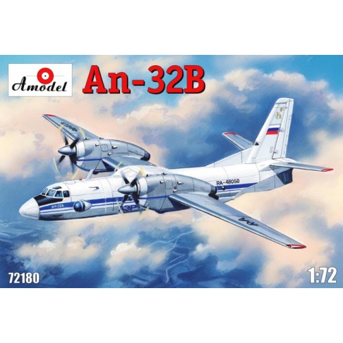 Сборная модель Amodel 1/72 Самолет Ан-32Б 72180