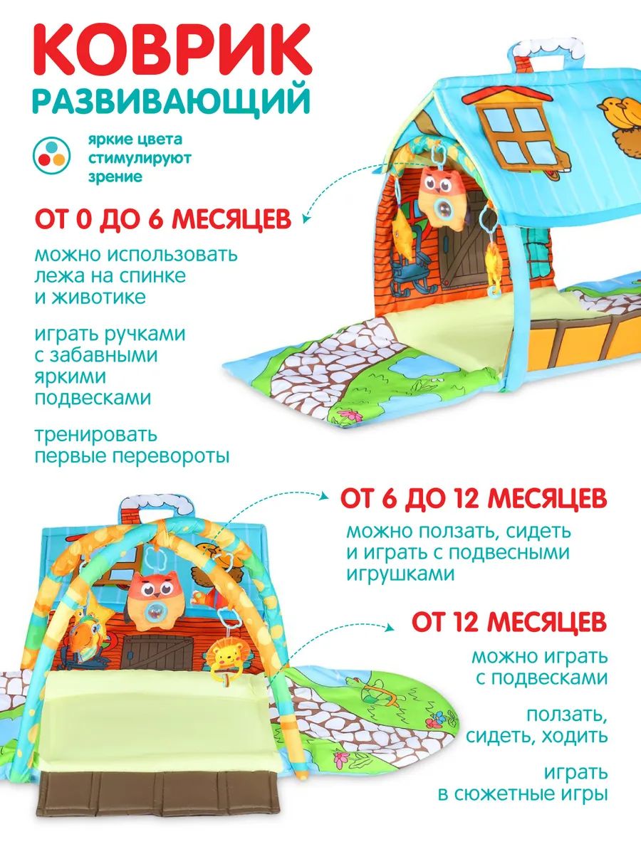 Купить развивающий коврик Smart Baby Кто в домике живет?, голубой, в/к  64,5х10х47 см, цены на Мегамаркет | Артикул: 600004948523